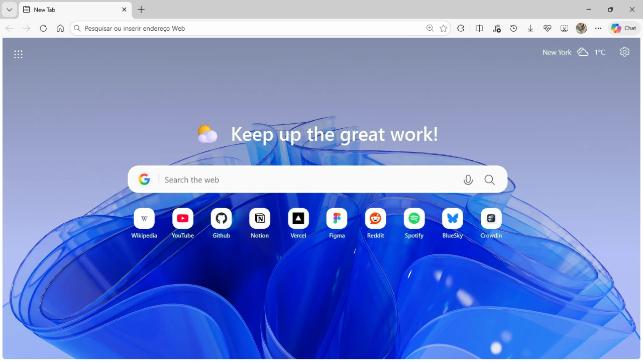 Fluent New Tab Interface